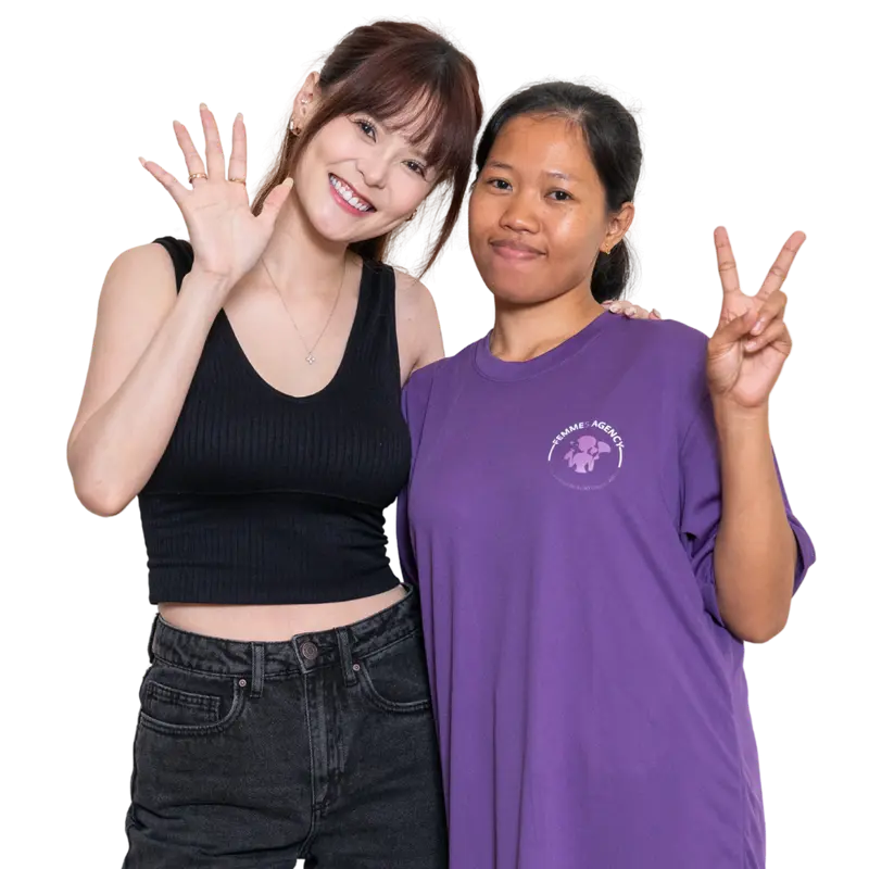 A Singapore employer with her Femme5 domestic helper